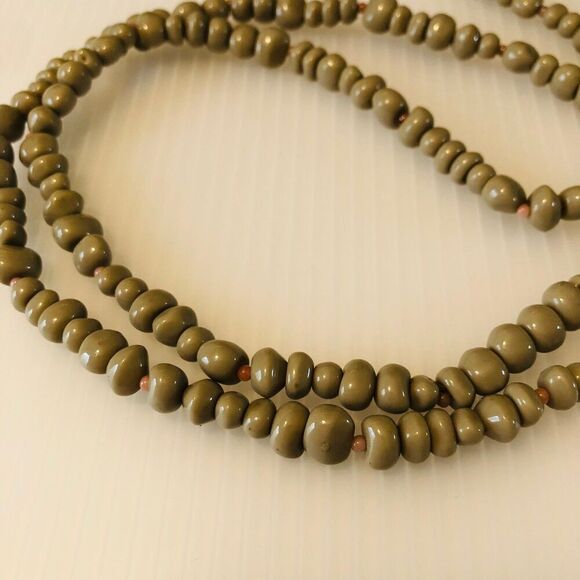 Coastal Beachy Boho Taupe Color Beaded Infinity Necklace - Picture 7 of 7